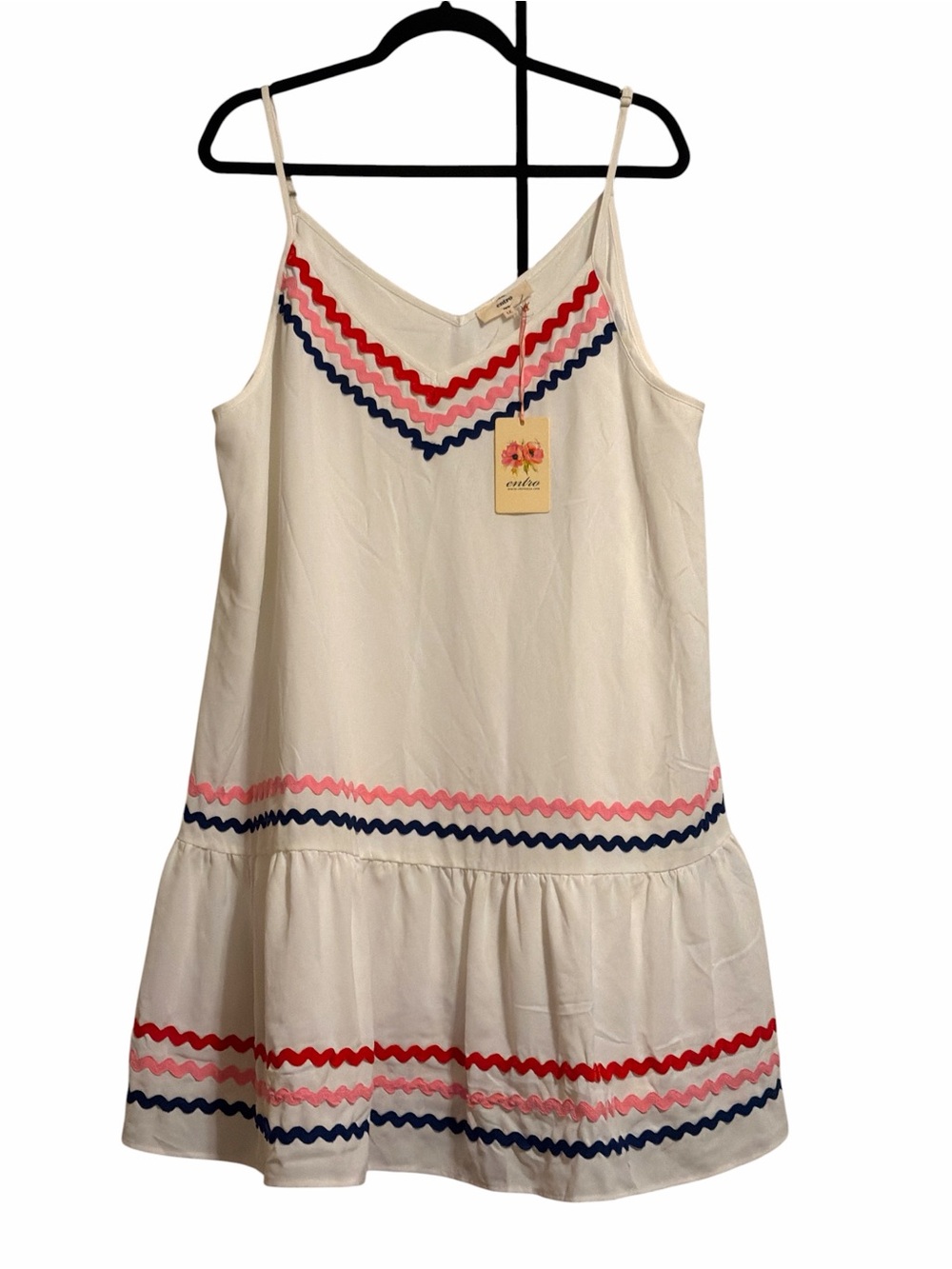 NWT ✨Entro White Ric Rac Trim Tiered Babydoll Dress 1X ✨